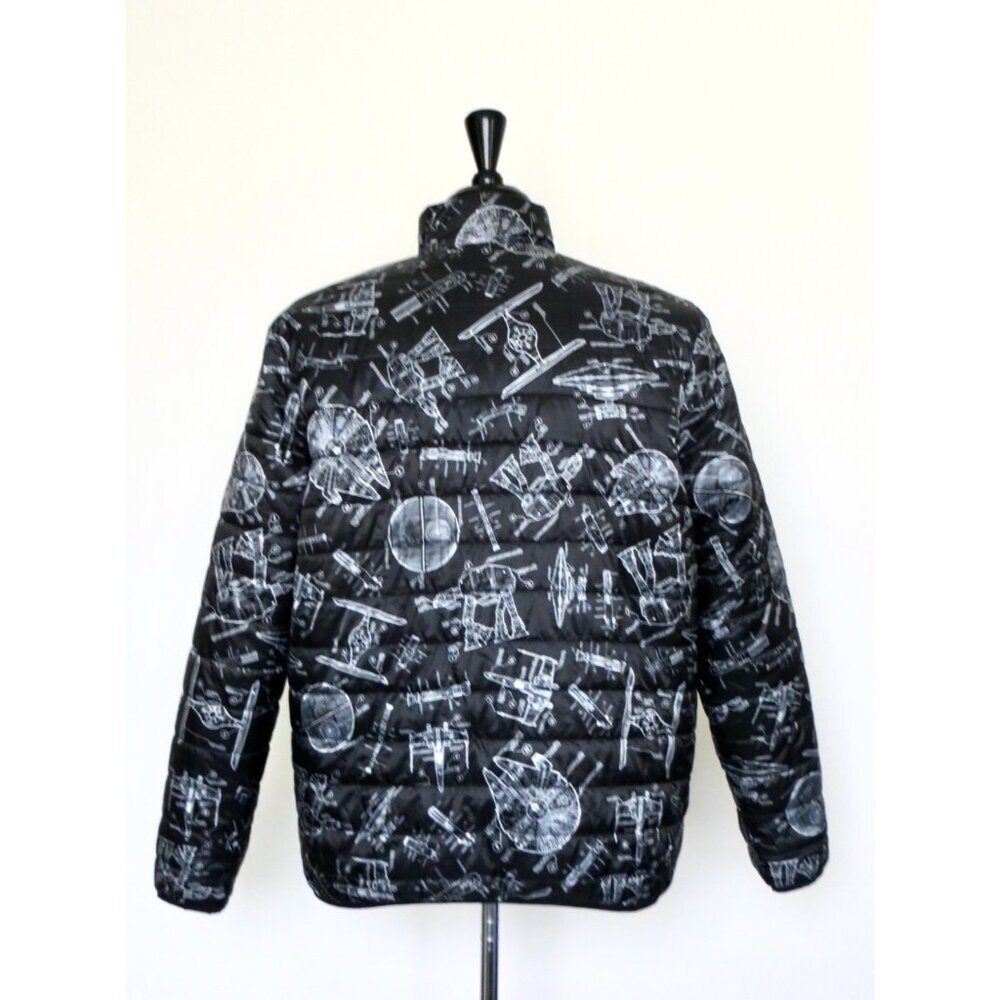 NEW! Disney Parks Star Wars Blueprint Quilted Puffer Jacket Black SZ M - Picture 4 of 6